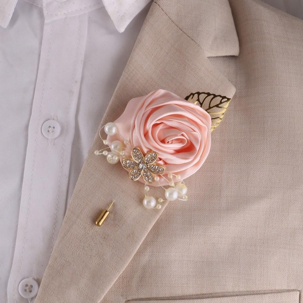 Rose Groom and Groomsmen Accessories Elegant Wedding Brooch Formal Chest Flower  Bridal