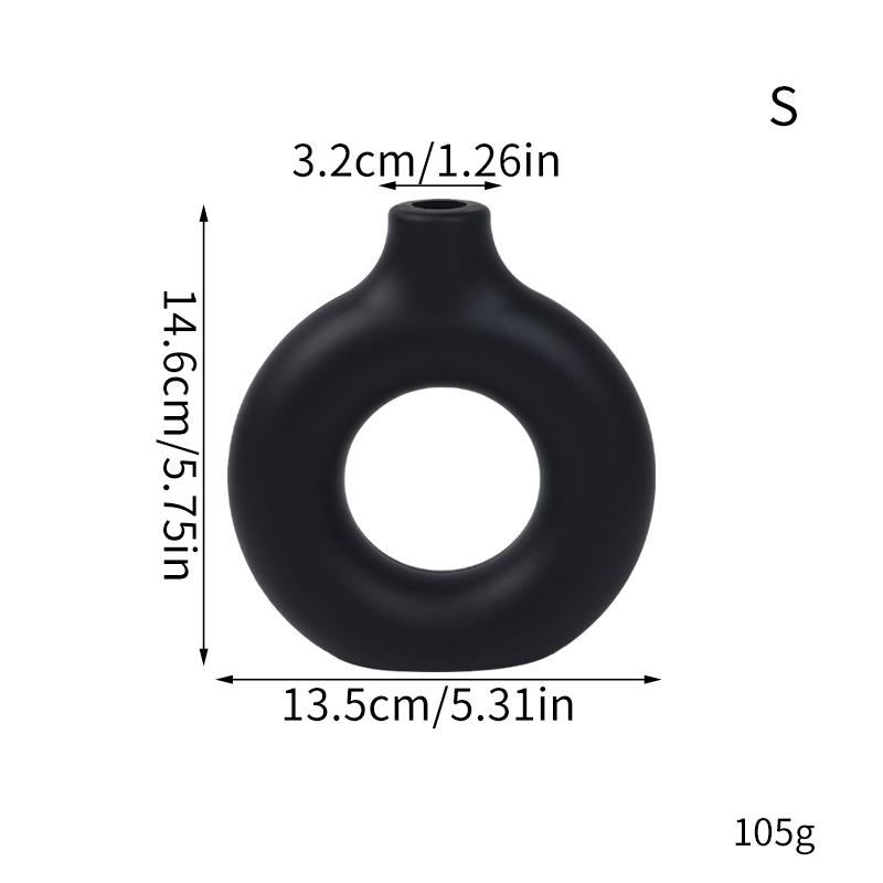 Donut Plastic Vase White Black Pink Cute Round Vase Flowerpot Ornaments for Living Room Dining Table Office Home Decor