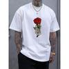 Skeleton Hand Rose T-Shirt,Soft Breathable & Fade-Resistant, Classic Fit for Daily Casual Wear