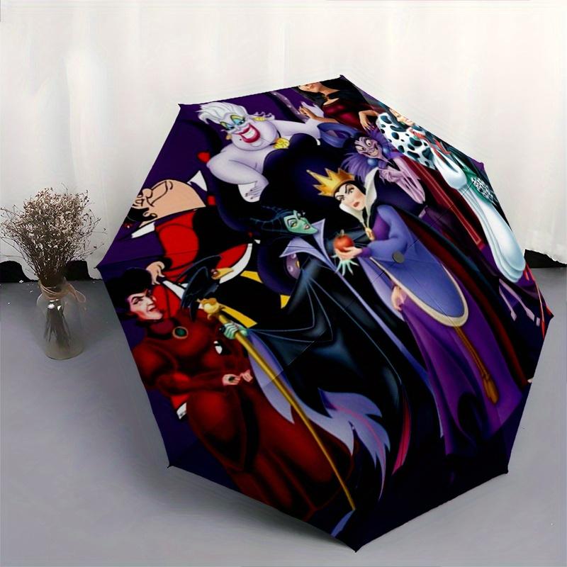 Disney Villains,Disney,Cartoon Manual Opening and Closing Umbrella, 8-Rib Reinforced Folding Design, Lightweight