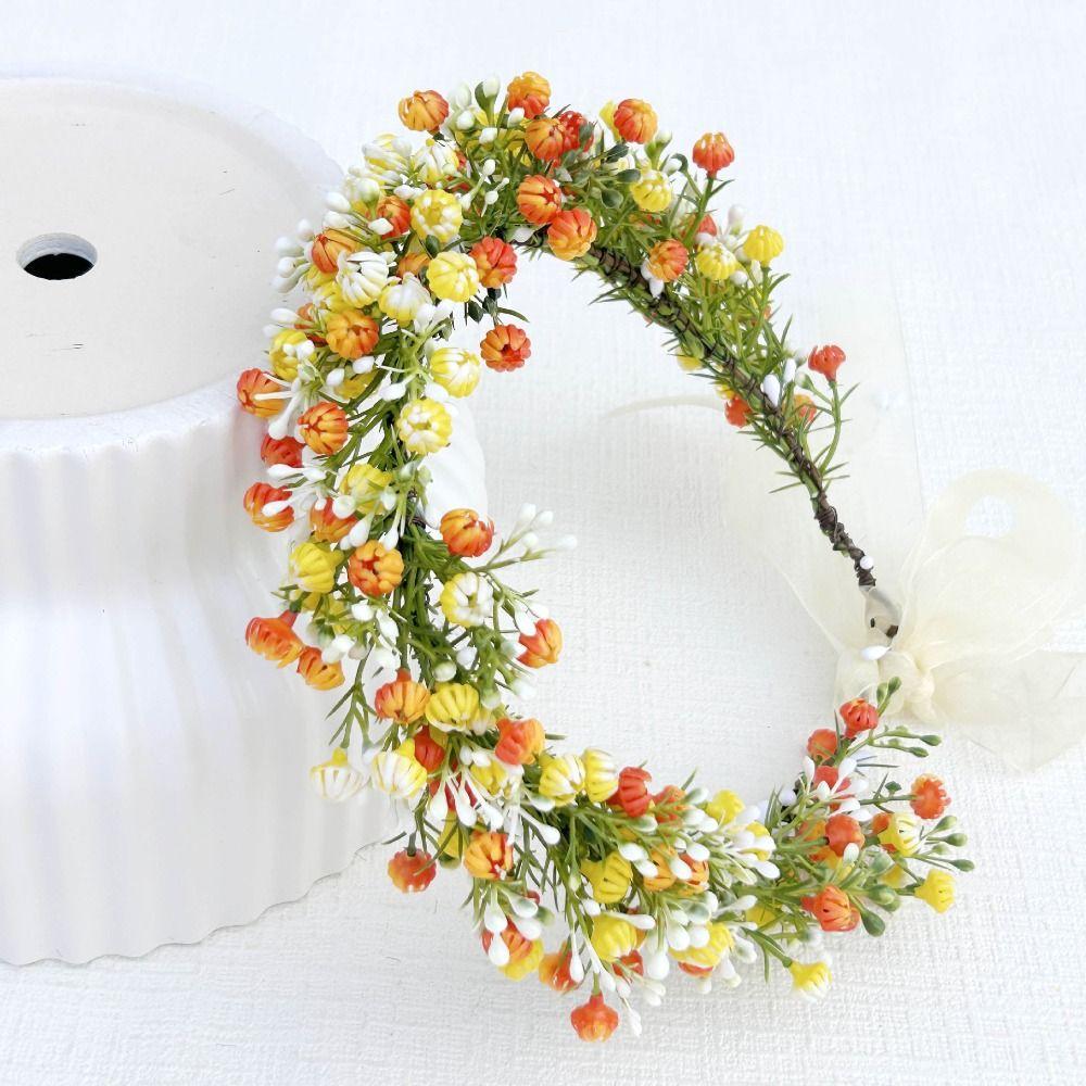 Simulated Flower Floral Headband Korean Style Bridal Wreaths Sweet Wedding Headpiece Girl
