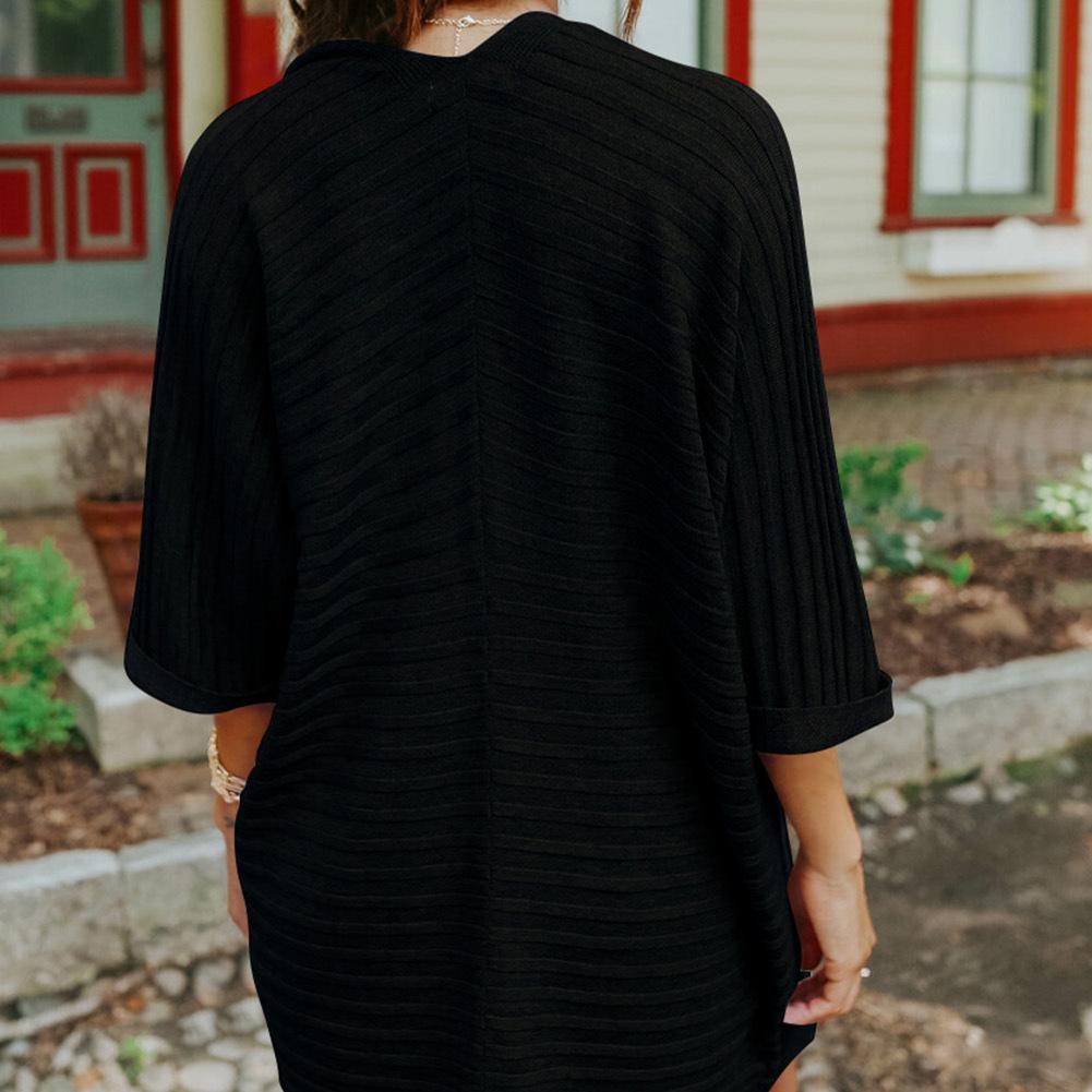 Женский кардиган, вязаная куртка, весна-осень, новый тонкий однотонный цвет, рукава пять минут, верхняя одежда, свитер, топы большого размера