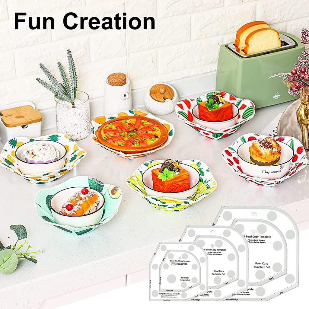 Набор шаблонов для грелок на миску своими руками, Набор режущих линеек для микроволновой миски, Акриловый квилтинговый трафарет для шитья, Подставка для миски с горячей/холодной едой