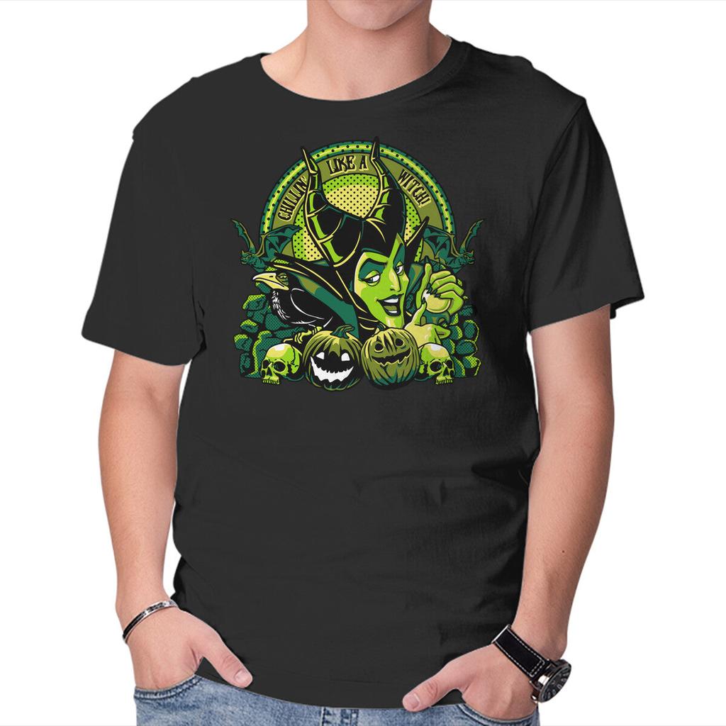 Unisex Crew Neck T-Shirt Chillin Like A Witch Graphic Short Sleeve Casual Tee
