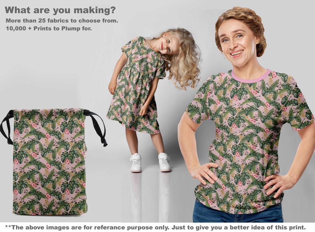 oneOone Cotton Flex Light Pink Fabric Tropical Fabric For Sewing Printed Craft Fabric By The Yard 40 Inch