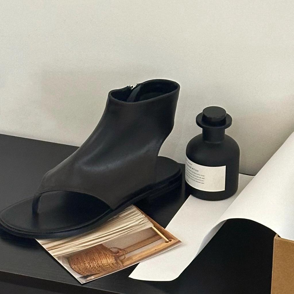 Роскошные сандалии из натуральной кожи, короткие шлепанцы на плоской подошве, женские уличные сандалии, женские классные ботинки на плоской подошве с открытым носком