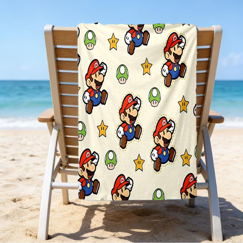 Ultra-Soft Beach Towel with Mario Theme,Ideal for Pool - Camping, Diving - Perfect Travel Essential, Vibrant Beach Towel.