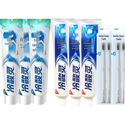 Зубная паста Leng Suan Ling Well Salt Fresh White & Anti-Sensitive с набором зубных щеток