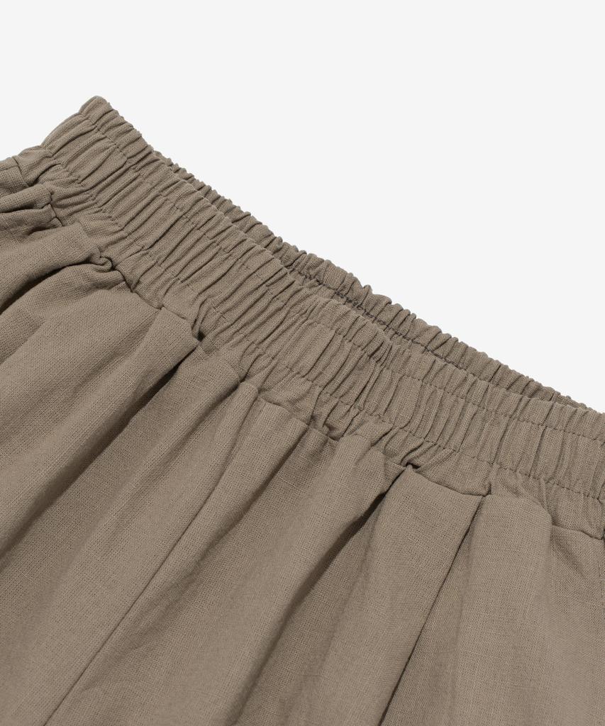 CARGOBROS Linen-Like Pintuck Wide Shorts (Khaki)
