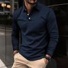 Fashionable Men's Polo Shirt Men's Long-Sleeved Sports Top Solid-Colour Loose-Fit Tops