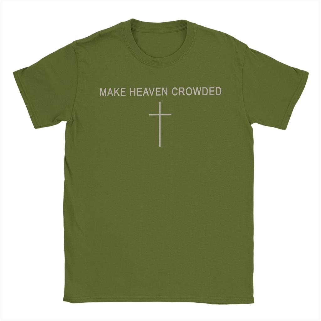 Men's Make Heaven Crowded Cross Subtle Christian Faith Minimalist T-Shirts Clothing Summer Short Sleeve T-Shirt Plus Size