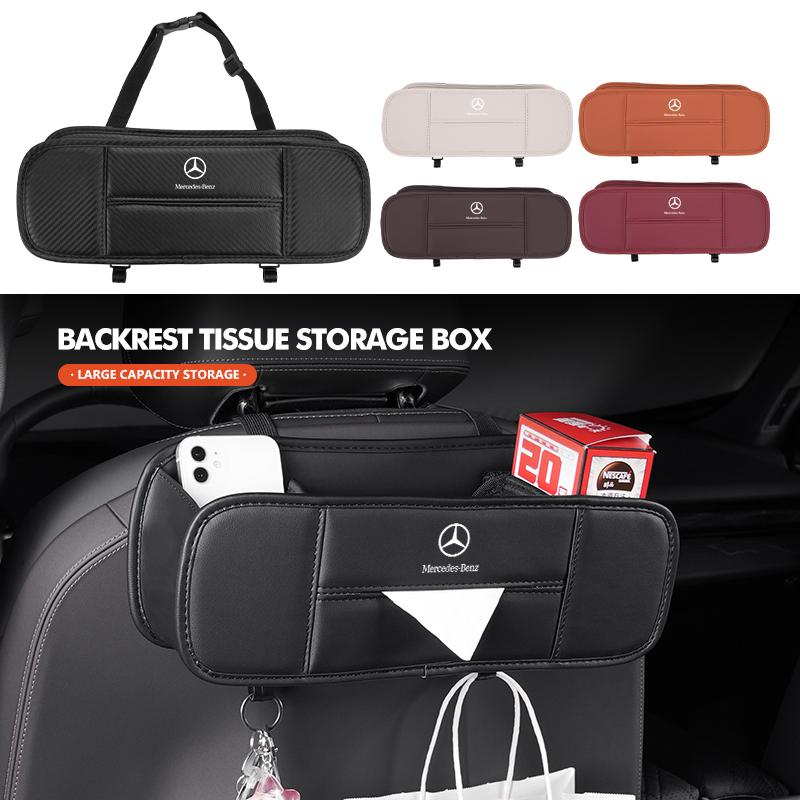 XDFMN1 Hot 2026 New For Benz Car Seat Backrest Tissue Box Multifunctional Organizer Storage Box For Mercedes Benz AMG A C E S G Class W