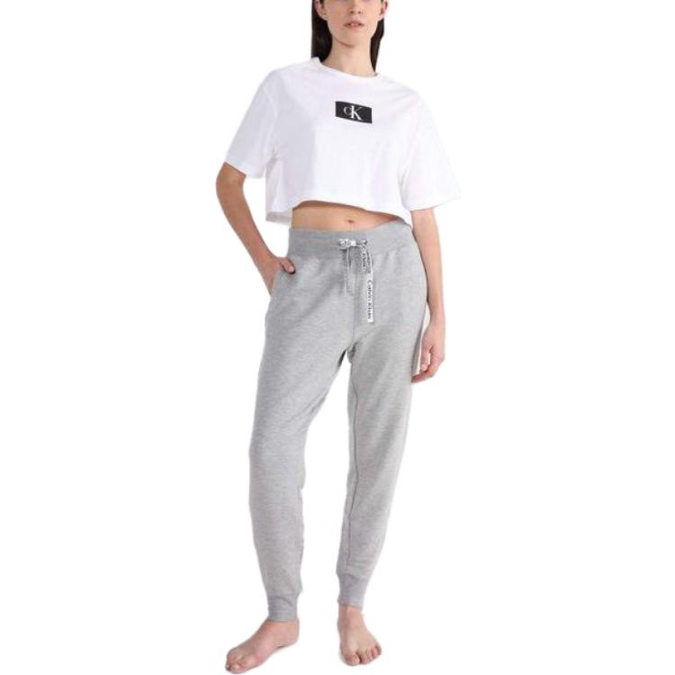 Calvin Klein Ck96 Series Color Block Letter Pattern Printed Round Glow Pullover Short Sleeve Top Women tops White QS6946-110