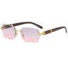 4 Wood Grain Temple Metal Sunglasses Irregular Square Trend Sunglasses For Glasses