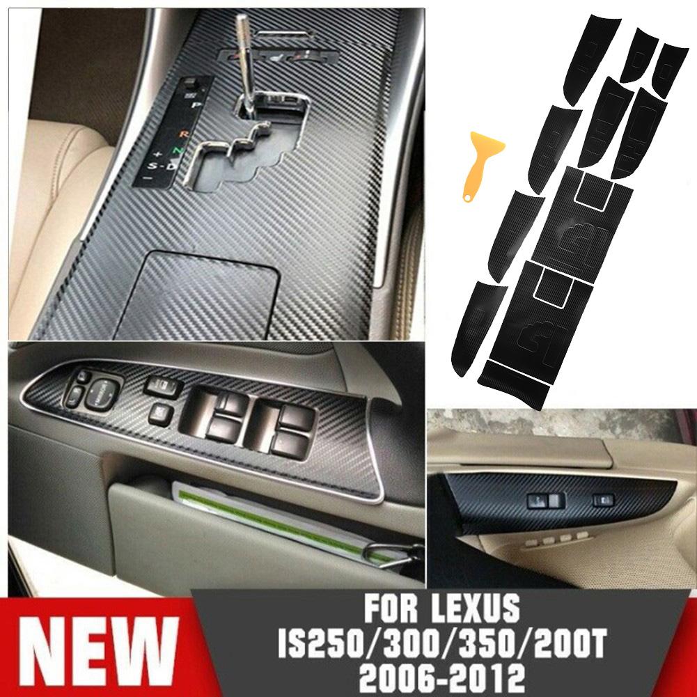 7шт наклейки для салона автомобиля LEXUS IS250 300 350 2006 - 2012 карбоновое волокно коробка переключения передач панель крышка отделка высокое качество