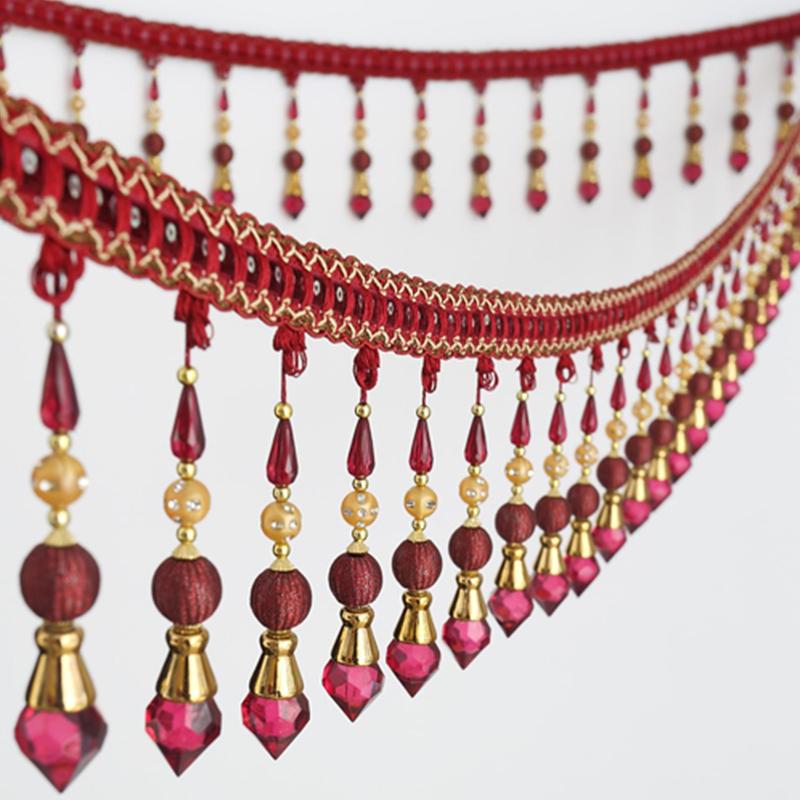 1/2/3M Шторы Отделка Кристалл Бусины Украшения Кружева Кисточки Аксессуары Подвеска Шар Тыквенные Бусины Декор Край Лента Обивка