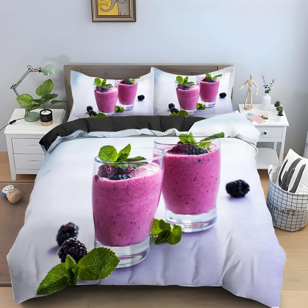 Juice Drink Duvet Cover Sets Queen King Lightweight Quilt Covers Bedroom Decor Cool Summer Themed Bedspread Covers No Comforter