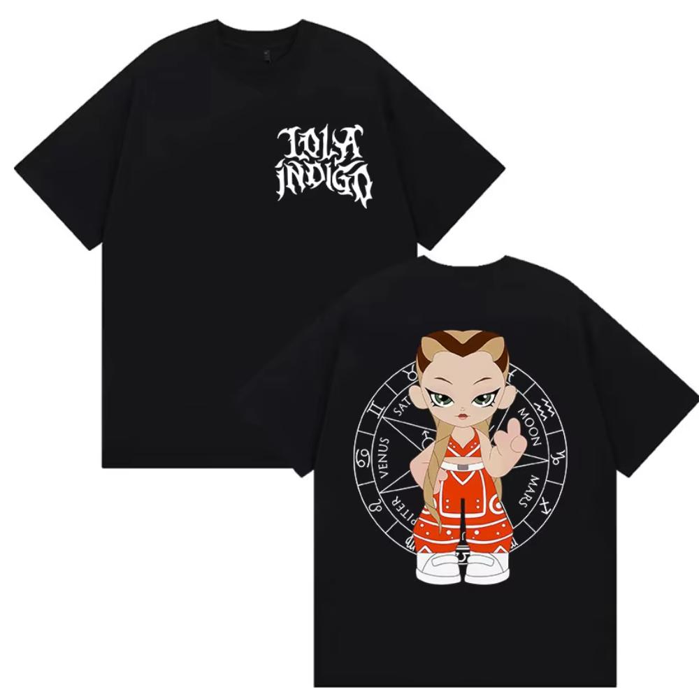 Singer Lola Indigo Tour 2025 Merch T-Shirt Men Women Harajuku High Quality Vintage T-shirts Casual Oversized Cotton Tops T Shirt