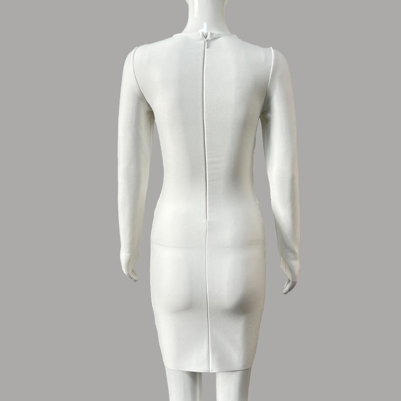 2023 Европейский и американский стиль Полый дизайн Кроп-топ Платье-бандаж - Вечернее платье бодикон с длинным рукавом для женщин