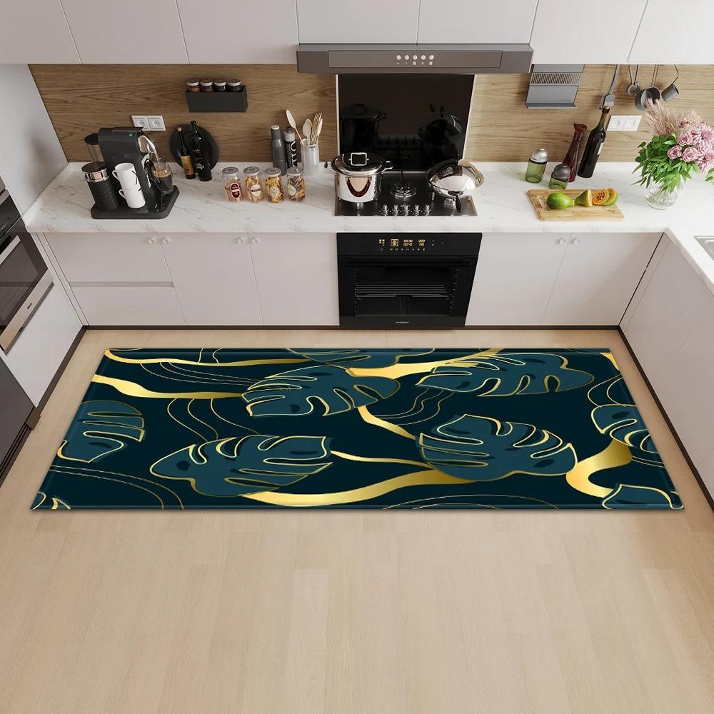 Tropical Plant Illustration Pattern Home Kitchen Floor Mat Door Front Decoration Floor Mat