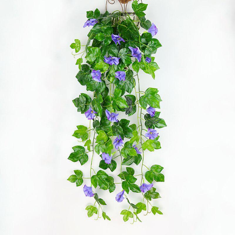 Lifelike Hanging Basket Artificial Flower Morning Glory Vine For Stunning Home Wall Decor