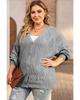 Azura Exchange Gray Plus Size Knitted Hollow Out Button Up Cardigan