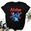 Disney Lilo Stitch Cute Cartoon Print Women T-Shirt Summer Streetwear Short Sleeve T Shirt Fashion Casual Female Clothes Tops