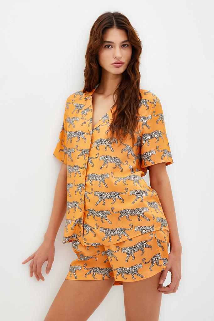 Women's Style Homewear Sleepwear White Multicolored 100% Cotton Fun Patterned Knitted Pajama Set