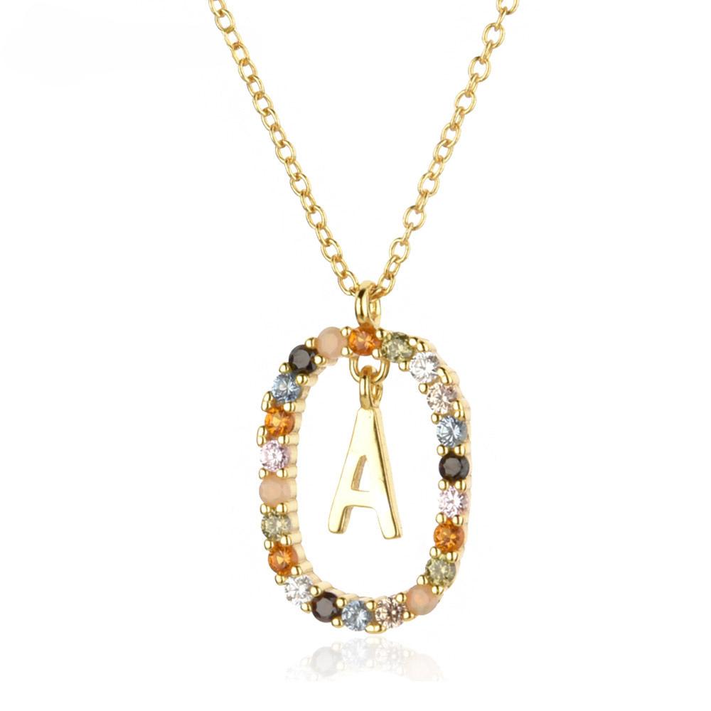Ожерелье на длинной цепочке из стерлингового серебра 925 пробы с золотыми буквами A - Z в виде инициала MSCK с подвеской в виде алфавита