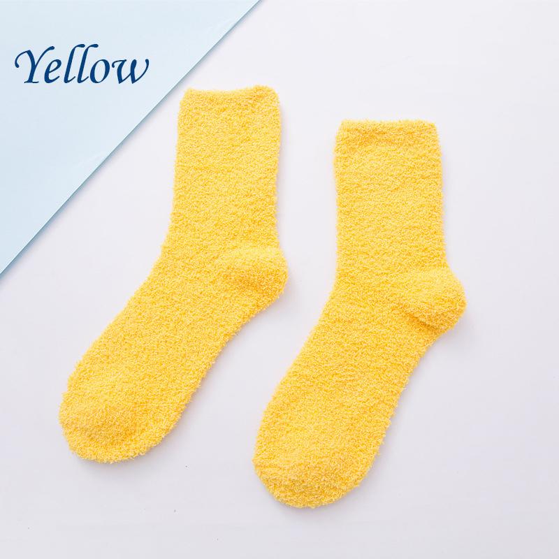 Носки ярких цветов, теплые носки, плюшевые носки, женские носки до середины икры из кораллового флиса, женские носки