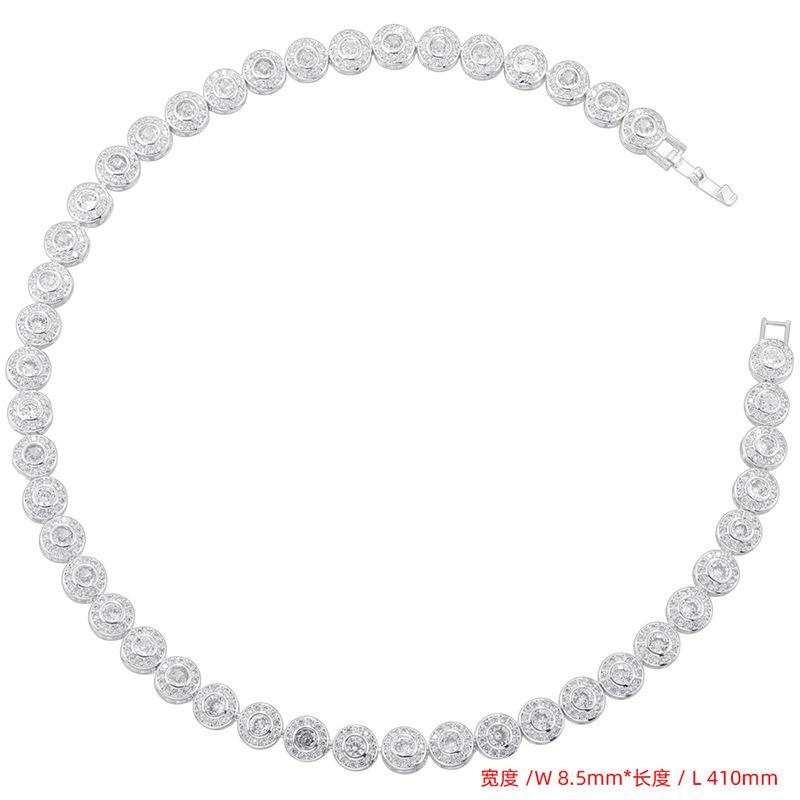Light Luxury 8.5Mm Wide Classic Round Diamond Splicing Bracelet Necklace Personalized Hip Hop Round Set Vl590-591