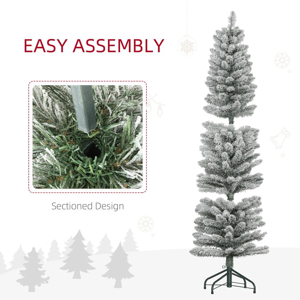 5ft Artificial Snowy Pencil Christmas Tree - White