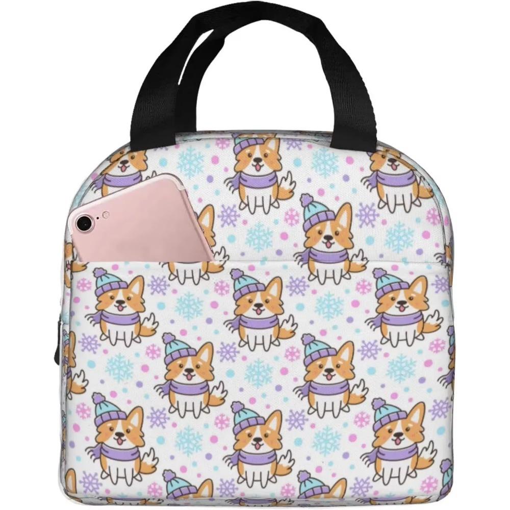 Сумка для ланча Corgis Dog Flower для взрослых, изолированный ланч-бокс с милым рисунком, многоразовая сумка для ланча для учебы, работы, пикника