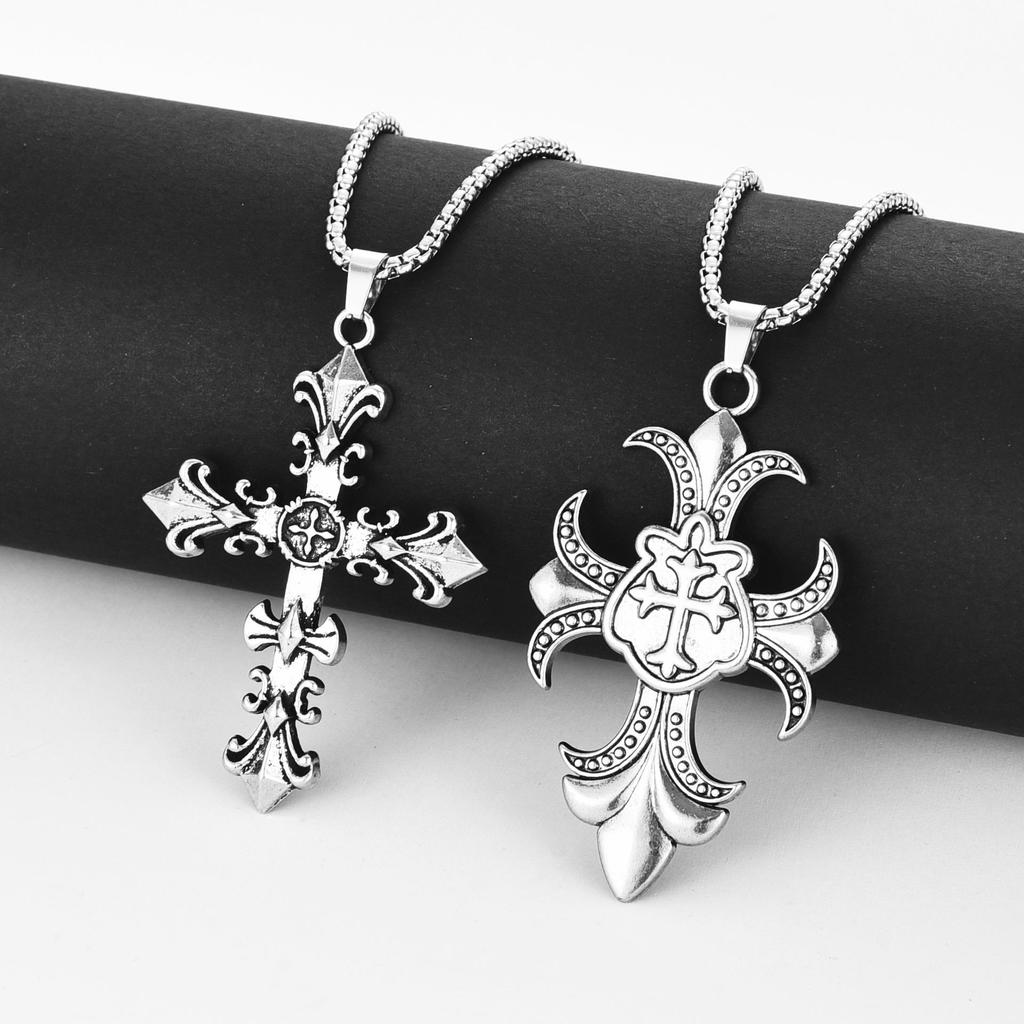 Винтажная хип-хоп цепочка-ожерелье: Подвеска «Пылающий крест» Унисекс.