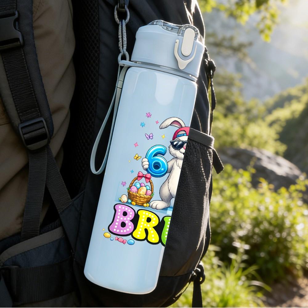 1PC Bruh Bunny Cool Cartoon Print 750ml Color Plastic Sports Water Bottle Leakproof Flip Straw Lid Suitable for Sports Office Home Use