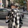 Европейский и американский стиль зимний высококачественный утолщенный черно-белый клетчатый шарф женский с кисточками теплый корейская версия шаль мужская оптом