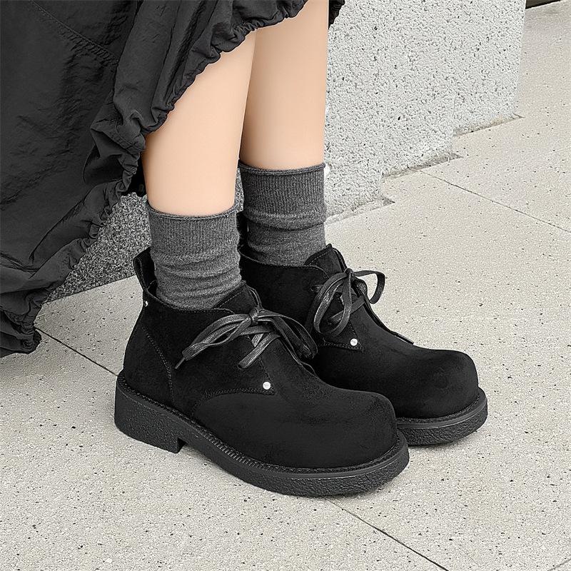 Туфли дерби мужские новые осенне-зимние в британском стиле на толстой подошве увеличивающие рост ботинки мартин ретро средней высоты рабочие ботинки 14422-J