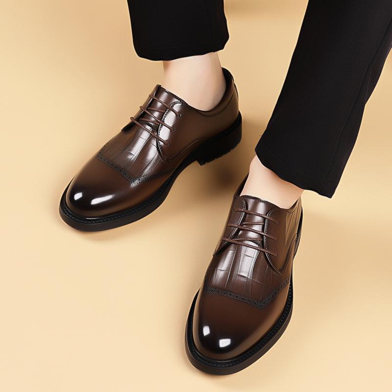High-quality Leather Comfortable Oxford Shoes Men's Retro Lace Up Business Elegant Minimalist Glossy Office Casual Leather Shoes