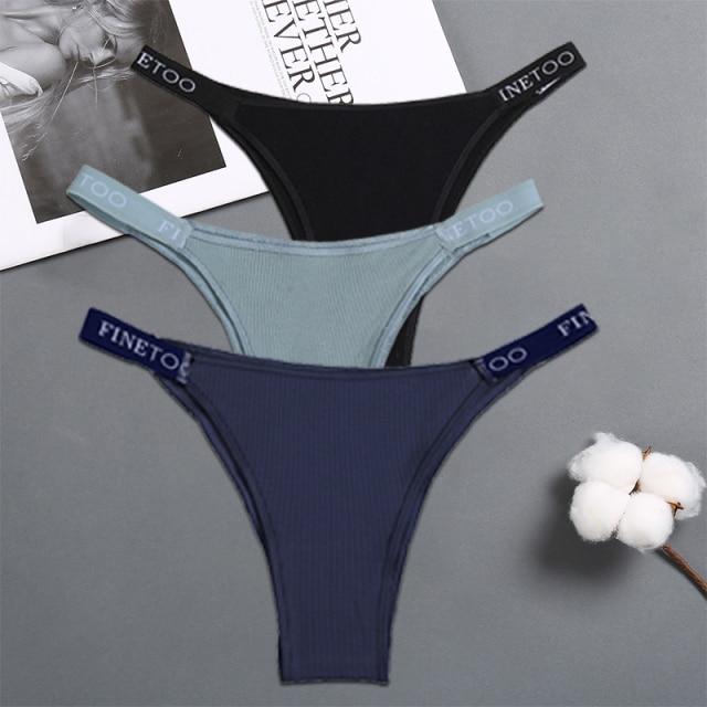 FINETOO 3PCS/Set Women's Lingerie Panties Cotton Gstring Female Underpants Sexy Letter Panties Thong Pantys Underwear Intimates