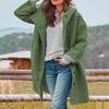 Women Coat Hooded Long Sleeve Buttons Placket Autumn Coat Solid Color Mid-length Casual Outerwear with Pockets