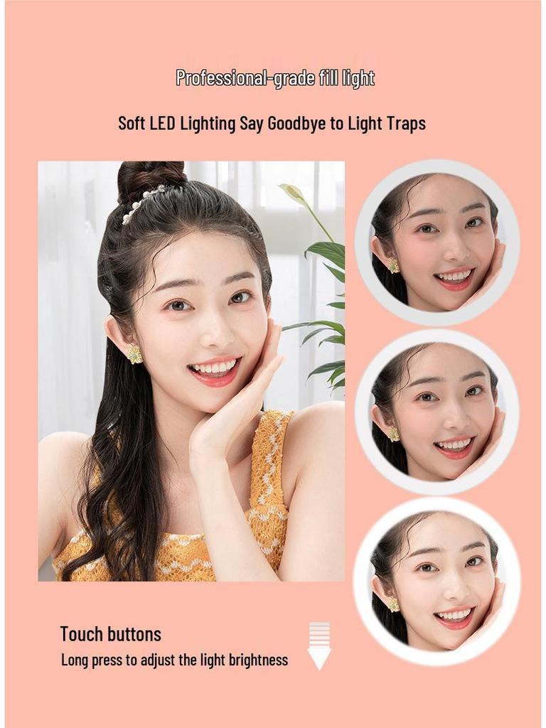 Portable Rechargeable LED Makeup Mirror with Stepless Dimming, Double-Sided Folding Design, Ideal for Travel