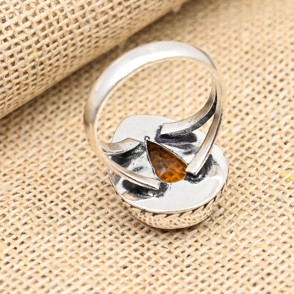 Свадебное ювелирное кольцо ручной работы из стерлингового серебра 925 пробы с цитрином