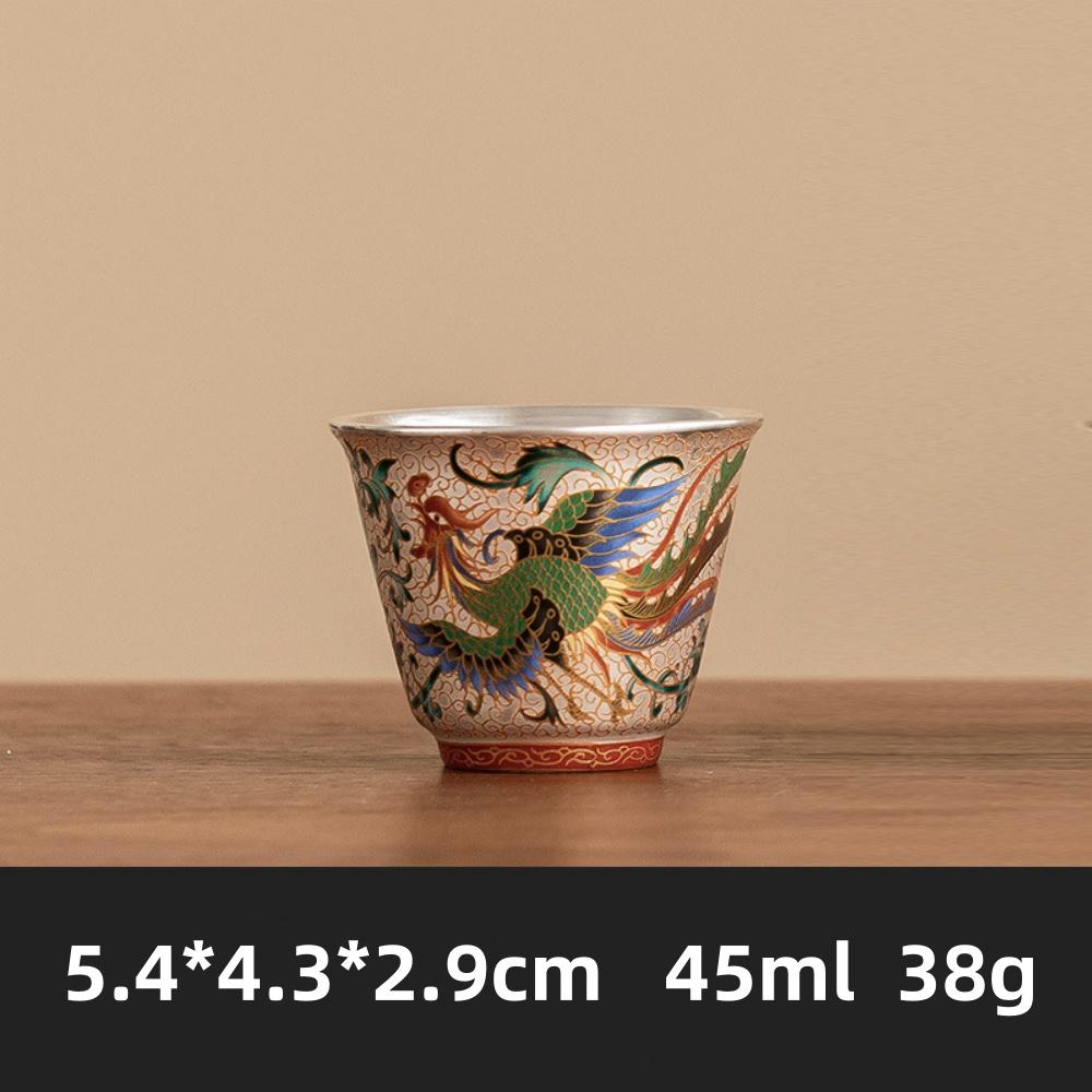 Китайское процветание, принесенное драконом и фениксом, чайная чашка с инкрустацией из серебра, чашка для кофе и эспрессо