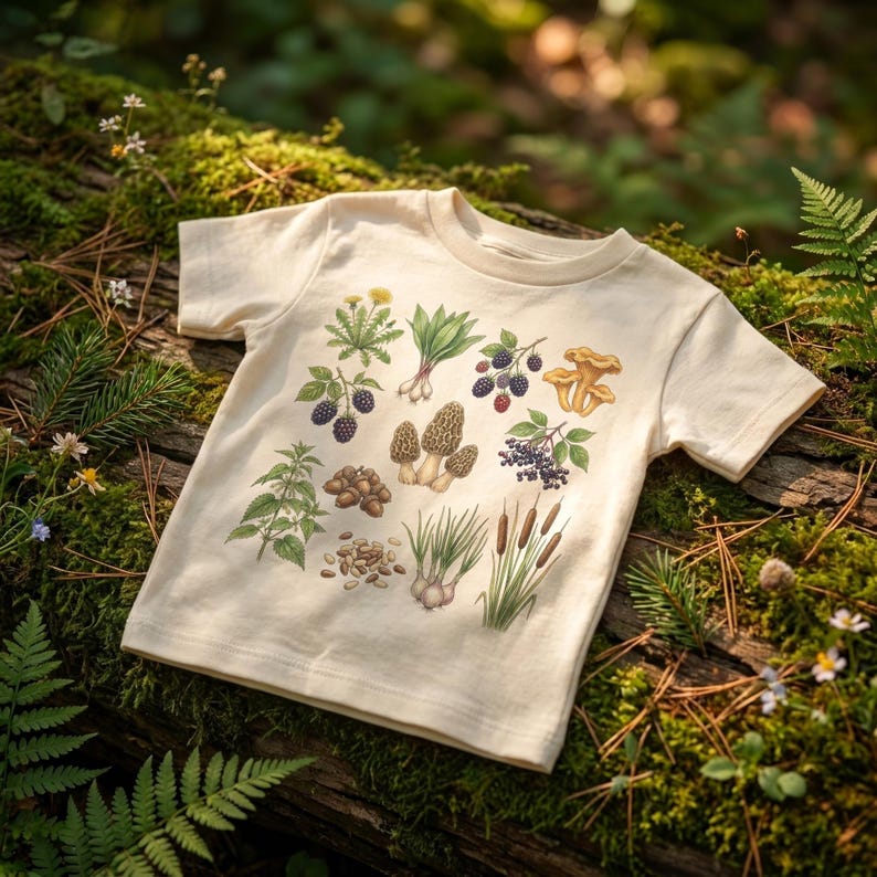 Retro Foraging Field Guide Forest Forager Toddler Adult Toddler T-Shirt