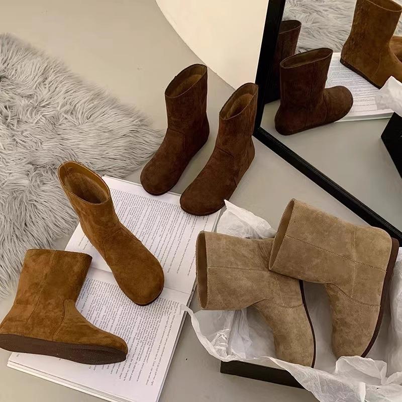 Зимние ботинки на плоской подошве, женская обувь в стиле ретро, модные, удобные и универсальные, весна, осень и зима, а также короткие ботинки с коротким рукавом