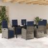 Garden Dining Set with Cushions 7 pcs Grey Poly Rattan