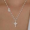 Cross Shape Letter Necklace Women Gold Plated Copper Pendant Versatile Fashion Jewelry