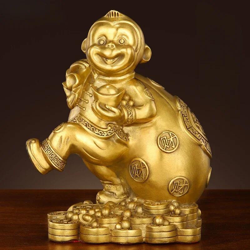 1 шт. Металлическая фигурка обезьяны в китайском стиле, Зодиакальная фигурка обезьяны, Декор для гостиной, Домашний декор, Подарок на новоселье, Аксессуары фэн-шуй