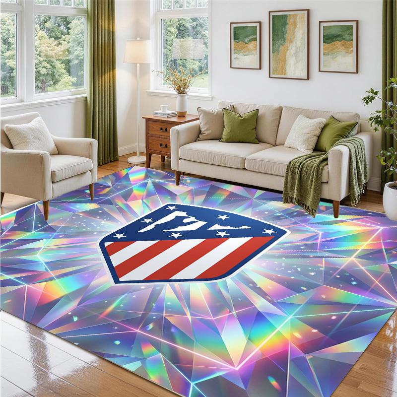 Atletico Madrid Design Crystal Velvet Rug Soft Decorative Mat for Bedroom Entrance