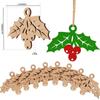 Inkdotpot 40 шт. Деревянное украшение в виде омелы с отверстиями 3,5 дюйма, необработанные предварительно просверленные натуральные деревянные рождественские украшения, подвесные веревки